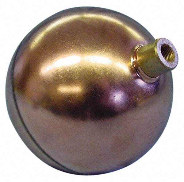 Made in USA - 10" Diam, Spherical, Round Spud Connection, Metal Float - 3/8" Straight Thread, Stainless Steel, 600 Max psi, 14 Gauge - Best Tool & Supply