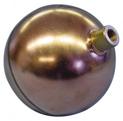 Made in USA - 12" Diam, Spherical, Round Spud Connection, Metal Float - 1/2" Straight Thread, Stainless Steel, 350 Max psi, 18 Gauge - Best Tool & Supply