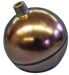 Made in USA - 5" Diam, Spherical, Round Spud Connection, Metal Float - 1/4 NPT Thread, Copper, 25 Max psi, 23 Gauge - Best Tool & Supply