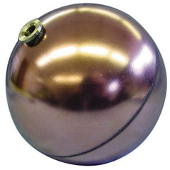 Made in USA - 6" Diam, Spherical, Hex Spud Connection, Metal Float - 3/8-16 Thread, Copper, 25 Max psi, 23 Gauge - Best Tool & Supply