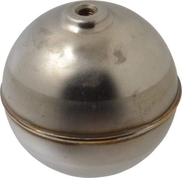 Made in USA - 2" Diam, Spherical, Internal Connection, Metal Float - 10-32 Thread, Stainless Steel, 1,000 Max psi, 22 Gauge - Best Tool & Supply