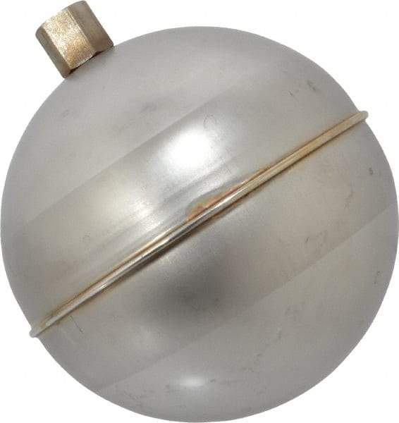 Made in USA - 4" Diam, Spherical, Hex Spud Connection, Metal Float - 1/4-20 Thread, Stainless Steel, 900 Max psi, 19 Gauge - Best Tool & Supply