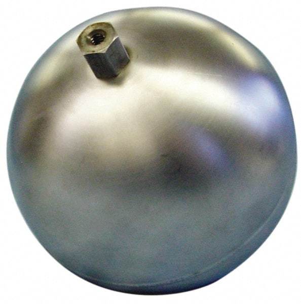 Made in USA - 12" Diam, Spherical, Hex Spud Connection, Metal Float - 1/2" Straight Thread, Stainless Steel, 350 Max psi, 18 Gauge - Best Tool & Supply