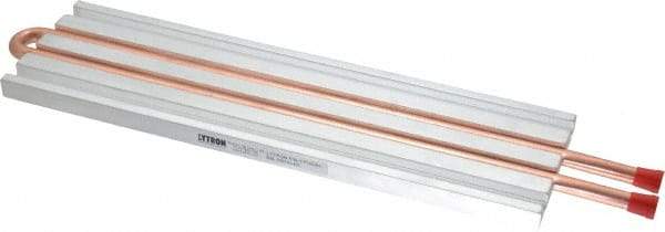 Lytron - 12" Long x 3-1/2" High, Straight Connection Copper Tube Cold Plate - 3/8 OD Tube, 2-Pass Fluid Path, Water Cooling, 1/2" Thick - Best Tool & Supply