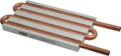 Lytron - 6" Long x 3-1/2" High, Straight Connection Copper Tube Cold Plate - 3/8 OD Tube, 4-Pass Fluid Path, Water Cooling, 1/2" Thick - Best Tool & Supply