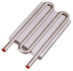 Lytron - 6" Long x 3-1/2" High, Straight Connection Stainless Steel Tube Cold Plate - 3/8 OD Tube, 4-Pass Fluid Path, Deionized Water or Corrosive Fluids Cooling, 1/2" Thick - Best Tool & Supply