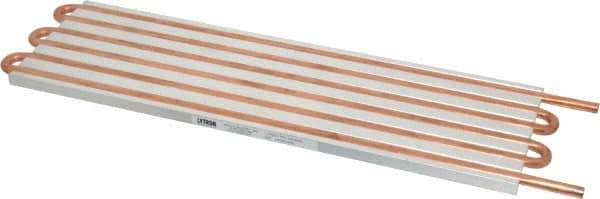 Lytron - 12" Long x 3-3/4" High, Straight Connection Copper Tube Cold Plate - 1/4 OD Tube, 6-Pass Fluid Path, Water Cooling, 0.31" Thick - Best Tool & Supply