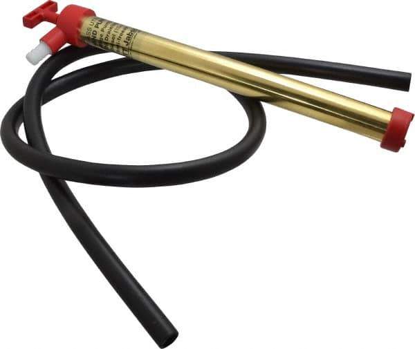 Jabsco - 15 Strokes per Gal, 1/2" Outlet, Brass Hand Operated Plunger Pump - 16 oz per Stroke, 17" OAL, For 5 Gal Drums, For Oil & Diesel Fuel - Best Tool & Supply