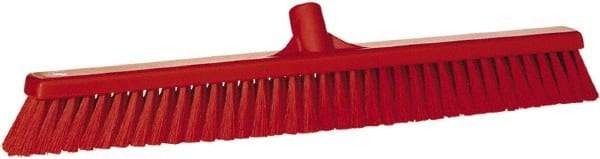 Vikan - 24" Fine Particle Synthetic Push Broom - 2" Bristle Length, Plastic Block, European Threaded Handle Connection - Best Tool & Supply