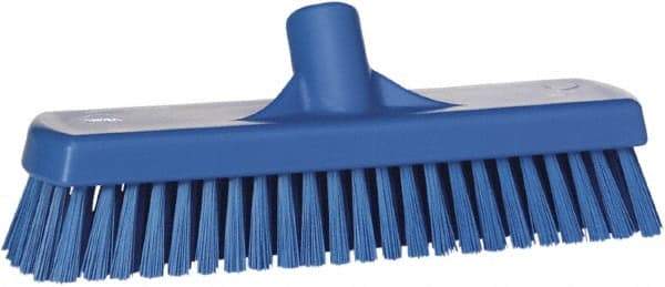 Vikan - 1.7" Bristle Length, Polyester Scrub Brush - 2-1/2" Wide Head, 19" OAL, Blue, Polypropylene Block - Best Tool & Supply