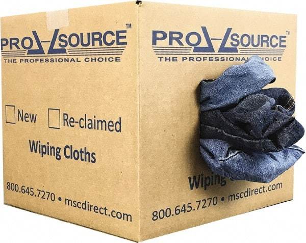 PRO-SOURCE - Reclaimed Rags - Assorted Colors, Denim, Low Lint, 10 Lbs. at 2 to 4 per Pound, Box - Best Tool & Supply