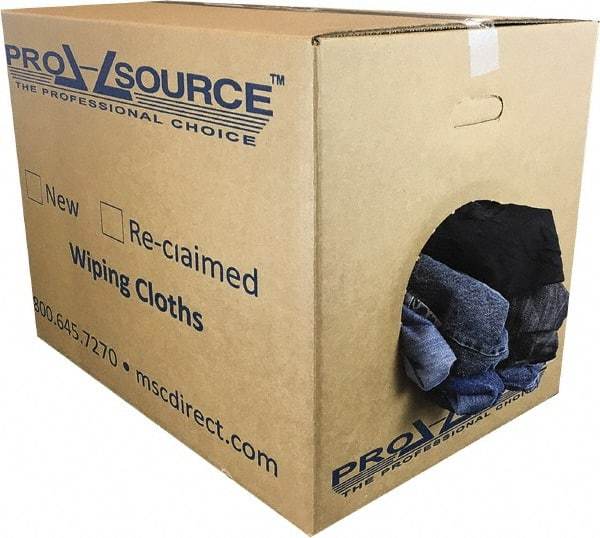 PRO-SOURCE - Reclaimed Rags - Assorted Colors, Denim, Low Lint, 50 Lbs. at 2 to 4 per Pound, Box - Best Tool & Supply