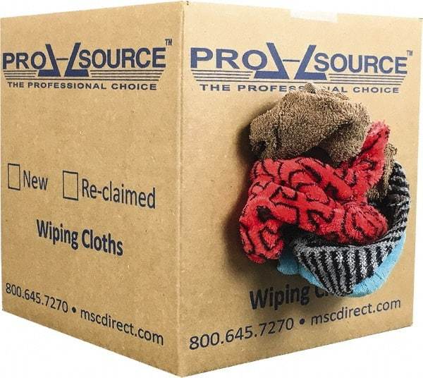 PRO-SOURCE - Reclaimed Rags - Assorted Colors, Terry Cloth, Medium Lint, 5 Lbs. at 3 to 4 per Pound, Box - Best Tool & Supply