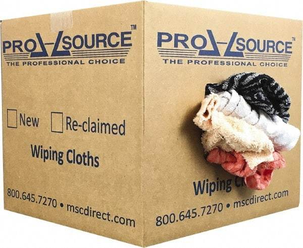 PRO-SOURCE - Reclaimed Rags - Assorted Colors, Terry Cloth, Medium Lint, 10 Lbs. at 3 to 4 per Pound, Box - Best Tool & Supply