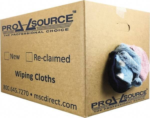 PRO-SOURCE - Reclaimed Rags - Assorted Colors, Terry Cloth, Medium Lint, 25 Lbs. at 3 to 4 per Pound, Box - Best Tool & Supply