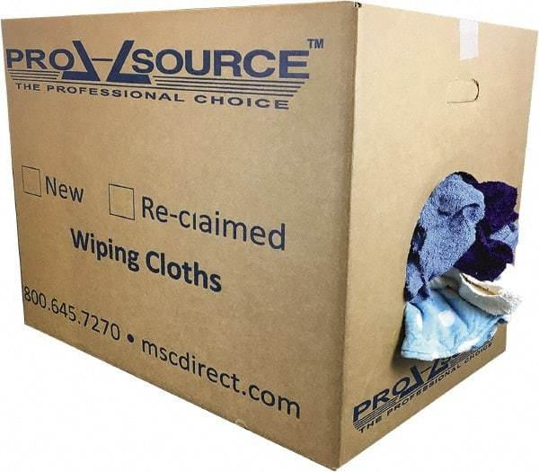 PRO-SOURCE - Reclaimed Rags - Assorted Colors, Terry Cloth, Medium Lint, 50 Lbs. at 3 to 4 per Pound, Box - Best Tool & Supply