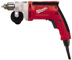 Milwaukee Tool - 1/4" Keyed Chuck, 2,500 RPM, Pistol Grip Handle Electric Drill - 7 Amps, 120 Volts, Reversible, Includes Chuck Key with Holder & Side Handle - Best Tool & Supply