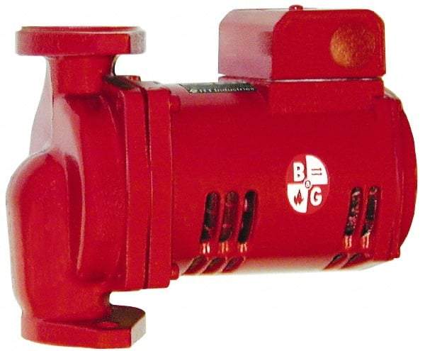 Bell & Gossett - 1/6 hp, 9-1/8" Long, 1 Phase, Cast Iron Housing, Noryl Impeller, Inline Circulator Pump - 115 Volt, 60 Hz, 6-3/8" Flange Width, Bell & Gossett Part No. 1BL002, 150 Max psi, ODP Motor - Best Tool & Supply