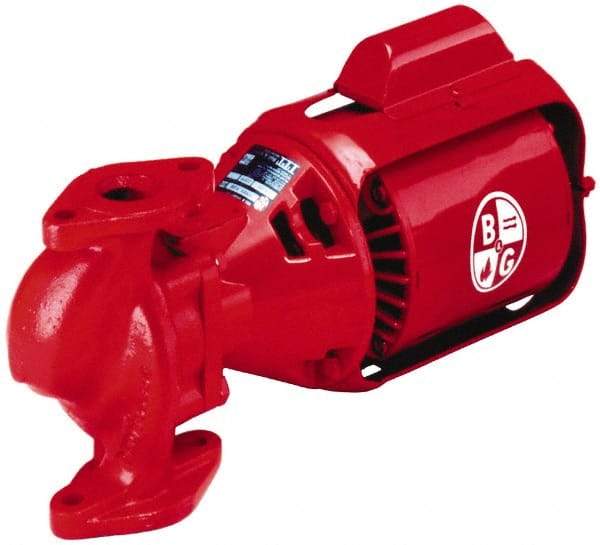 Bell & Gossett - 1/3 hp, 17-1/2" Long, 1 Phase, Cast Iron Housing, Brass Impeller, Inline Circulator Pump - 115/230 Volt, 60 Hz, 10" Flange Width, Bell & Gossett Part No. 102226, 125 Max psi, ODP Motor - Best Tool & Supply