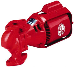 Bell & Gossett - 1/2 hp, 20-1/4" Long, 3 Phase, Cast Iron Housing, Brass Impeller, Inline Circulator Pump - 208/230/460 Volt, 60 Hz, 12" Flange Width, Flanges Included, Bell & Gossett Part No. 105093, 125 Max psi, ODP Motor - Best Tool & Supply