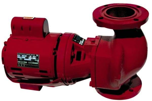 Bell & Gossett - 1/6 hp, 16-5/8" Long, 1 Phase, Cast Iron Housing, Brass Impeller, Inline Circulator Pump - 115 Volt, 60 Hz, 8-1/2" Flange Width, Bell & Gossett Part No. 102214, 125 Max psi, ODP Motor - Best Tool & Supply