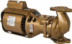 Bell & Gossett - 1/12 hp, 14-7/8" Long, 1 Phase, Bronze Housing, Brass Impeller, Inline Circulator Pump - 115 Volt, 60 Hz, 6-3/8" Flange Width, Bell & Gossett Part No. 106197, 125 Max psi, ODP Motor - Best Tool & Supply