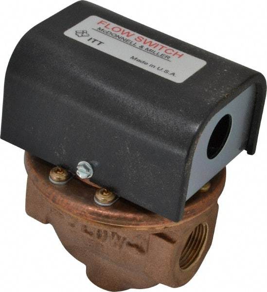 McDonnell & Miller - 100 psi, Brass Housing, High Sensitivity Flow Switch - 0.12 Flow Set Point, 0.12 to 2.5 GPM - Best Tool & Supply