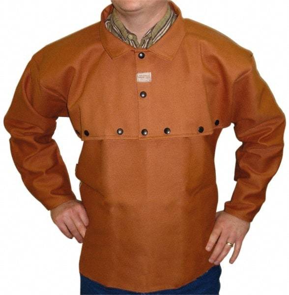 Stanco Safety Products - Size M, 38-40" Chest, 20" Long, Flame Resistant, Cape Sleeves & Bib - Cotton, 12 oz, Russet - Best Tool & Supply