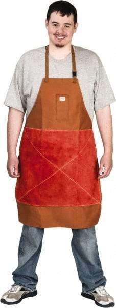 Stanco Safety Products - 24 x 36" Flame Resistant/Retardant & Welding Bib Apron - Cotton, 12 oz Material, Brown, 1 Pocket - Best Tool & Supply