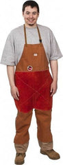 Stanco Safety Products - 24 x 48" Flame Resistant/Retardant & Welding Split Leg Apron - Cotton, 12 oz Material, Brown, 1 Pocket - Best Tool & Supply