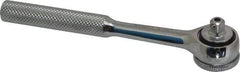 Paramount - 1/4" Drive Round Head Quick-Release Ratchet - Chrome Finish, 5-3/4" OAL, 45 Gear Teeth, Full Polished Knurled Handle, Reversible with Knurled Speed Ring Head - Best Tool & Supply