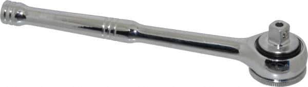 Paramount - 3/8" Drive Round Head Quick-Release Ratchet - Chrome Finish, 7-29/32" OAL, 45 Gear Teeth, Full Polished Knurled Handle - Best Tool & Supply