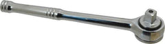 Paramount - 1/2" Drive Round Head Quick-Release Ratchet - Chrome Finish, 10-3/32" OAL, 45 Gear Teeth, Full Polished Knurled Handle - Best Tool & Supply