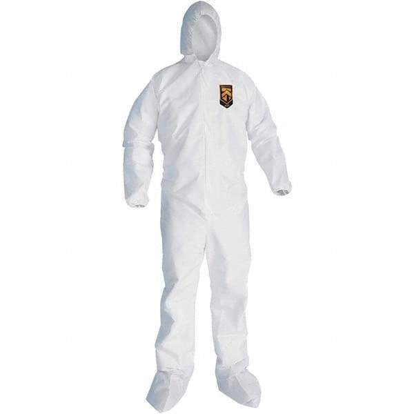 KleenGuard - Size 3XL SMS General Purpose Coveralls - White, Zipper Closure, Elastic Cuffs, with Boots, Serged Seams - Best Tool & Supply