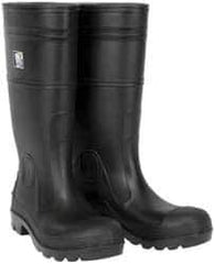 MCR Safety - Men's Size 12 Medium Width Plain Knee Boot - Black, PVC Upper, 16" High, Non-Slip, Waterproof - Best Tool & Supply