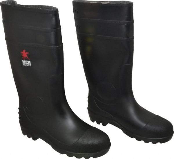 MCR Safety - Men's Size 7 Medium Width Plain Knee Boot - Black, PVC Upper, 16" High, Non-Slip, Waterproof - Best Tool & Supply