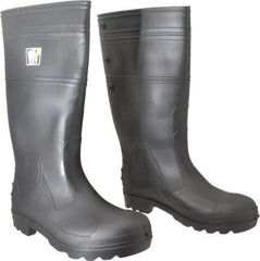 MCR Safety - Men's Size 9 Medium Width Plain Knee Boot - Black, PVC Upper, 16" High, Non-Slip, Waterproof - Best Tool & Supply