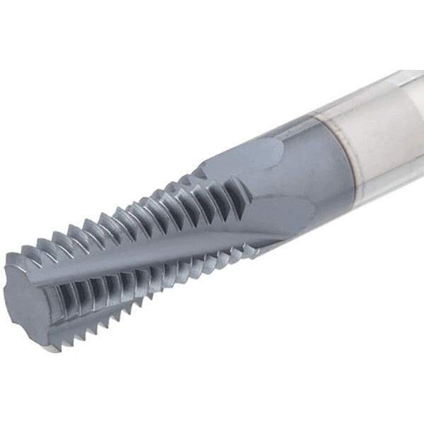 Iscar - M5x0.80 ISO, 0.142" Cutting Diam, 3 Flute, Solid Carbide Helical Flute Thread Mill - Internal Thread, 0.36" LOC, 2-1/2" OAL, 1/4" Shank Diam - Best Tool & Supply