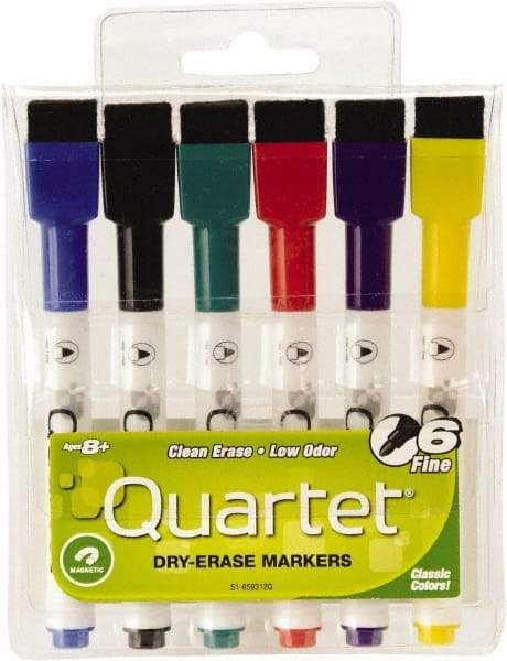 Quartet - Low-Odor ReWritables Fine Point, Classic, 6 Set Dry Erase Markers - For Use with Dry Erase Marker Boards - Best Tool & Supply