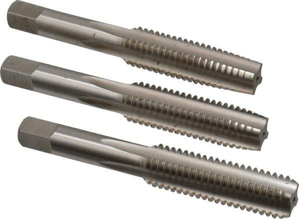 Hertel - 1/2-13 UNC, 4 Flute, Bottoming, Plug & Taper, Bright Finish, High Speed Steel Tap Set - 3-3/8" OAL, 2B/3B Class of Fit - Best Tool & Supply