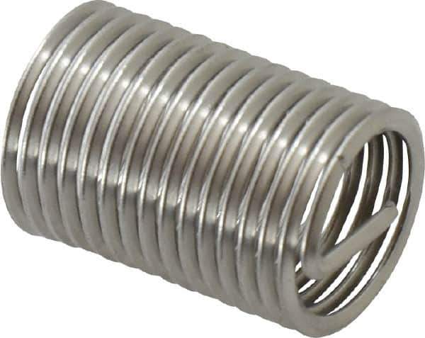 Recoil - 7/16-20 UNF, 7/8" OAL, Free Running Helical Insert - 14-5/8 Free Coils, Tanged, Stainless Steel, Bright Finish, 2D Insert Length - Best Tool & Supply