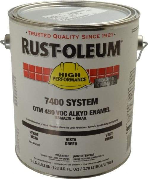 Rust-Oleum - 1 Gal Vista Green Gloss Finish Industrial Enamel Paint - 250 to 550 Sq Ft per Gal, Interior/Exterior, Direct to Metal, <450 gL VOC Compliance - Best Tool & Supply