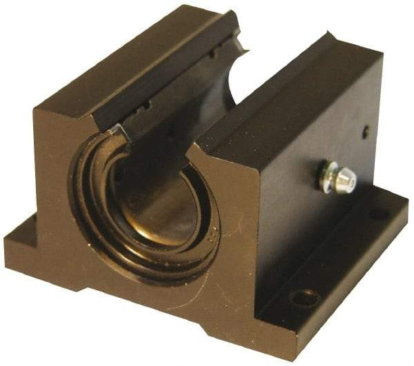 L.M76 - 1.0008" Inside Diam, Open Single Pillow Block Linear Bearing - 3-1/4" Overall Width - Best Tool & Supply