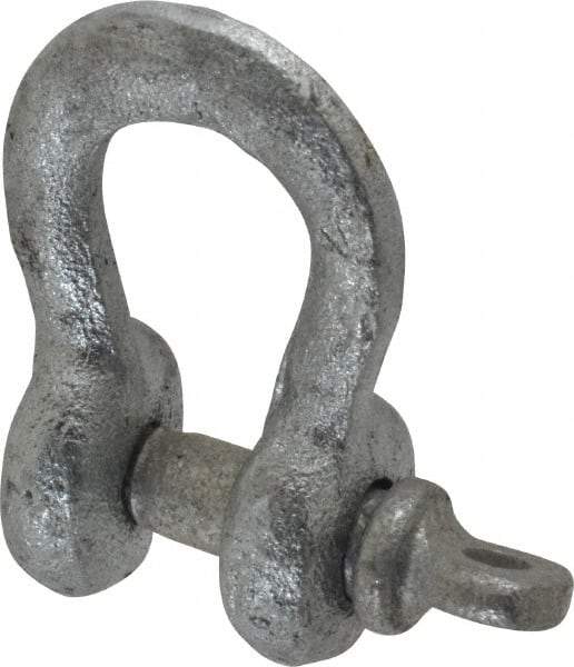 Made in USA - 3/16" Nominal Chain Size, 0.33 Ton Carbon Steel Screw Anchor Shackle - 3/16" Diam, 1/4" Pin Diam, 7/8" High x 3/8" Wide Inside Jaw, 19/32" Inside Width, 9/16" Max Body Thickness - Best Tool & Supply