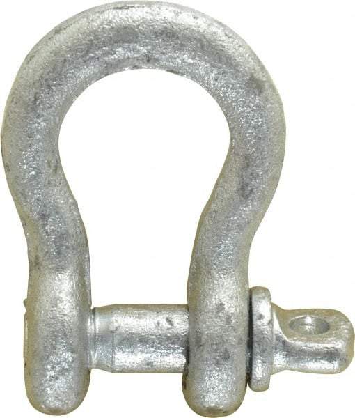 Made in USA - 1/4" Nominal Chain Size, 0.5 Ton Carbon Steel Screw Anchor Shackle - 1/4" Diam, 5/16" Pin Diam, 1-1/8" High x 15/32" Wide Inside Jaw, 25/32" Inside Width, 11/16" Max Body Thickness - Best Tool & Supply