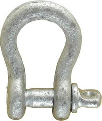 Made in USA - 1/4" Nominal Chain Size, 0.5 Ton Carbon Steel Screw Anchor Shackle - 1/4" Diam, 5/16" Pin Diam, 1-1/8" High x 15/32" Wide Inside Jaw, 25/32" Inside Width, 11/16" Max Body Thickness - Best Tool & Supply