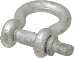 Made in USA - 3/8" Nominal Chain Size, 1 Ton Carbon Steel Screw Anchor Shackle - 3/8" Diam, 7/16" Pin Diam, 1-7/16" High x 21/32" Wide Inside Jaw, 0.969" Inside Width, 15/16" Max Body Thickness - Best Tool & Supply