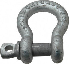 Made in USA - 3/4" Nominal Chain Size, 4.75 Ton Carbon Steel Screw Anchor Shackle - 3/4" Diam, 7/8" Pin Diam, 2-13/16" High x 1-1/4" Wide Inside Jaw, 1-13/16" Inside Width, 1-3/4" Max Body Thickness - Best Tool & Supply