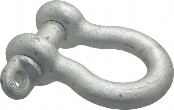 Made in USA - 1-1/8" Nominal Chain Size, 9.5 Ton Carbon Steel Screw Anchor Shackle - 1-1/8" Diam, 1-1/4" Pin Diam, 4-1/4" High x 1-13/16" Wide Inside Jaw, 2-15/16" Inside Width, 2-5/8" Max Body Thickness - Best Tool & Supply