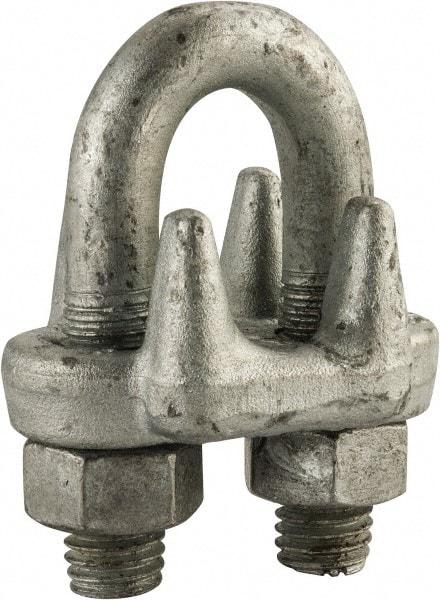 Made in USA - 9/16" Wire Rope U-Bolt Clip - Forged Steel, Galvanized - Best Tool & Supply